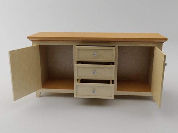 3d wooden cupboard - Side Cupboard by CJL3D